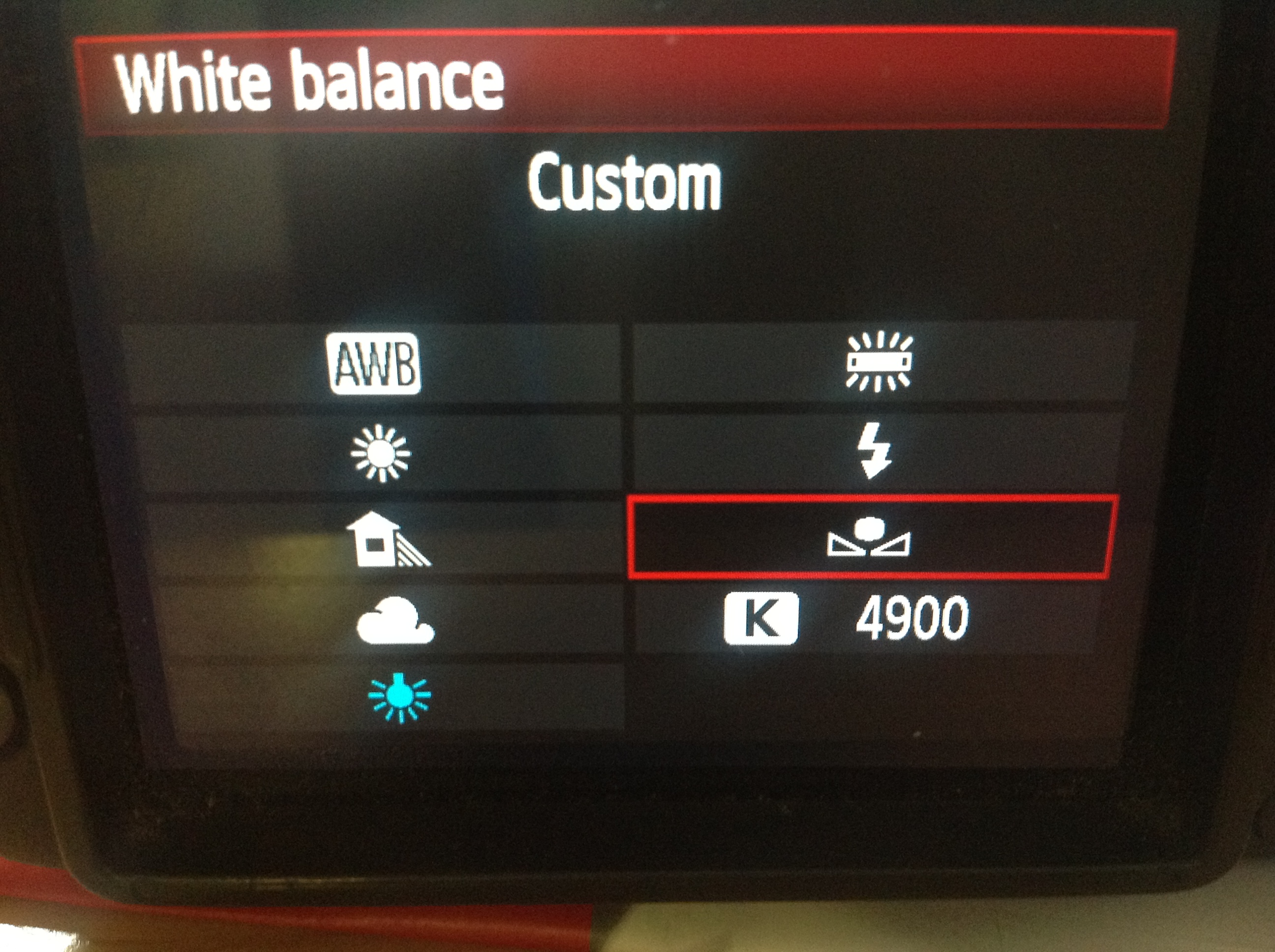 Canon 7d Custom White balance menu